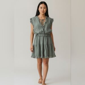 Mustard Seed Sage Lined Ruffle Mini Dress Misses Size Medium(8 - 10)